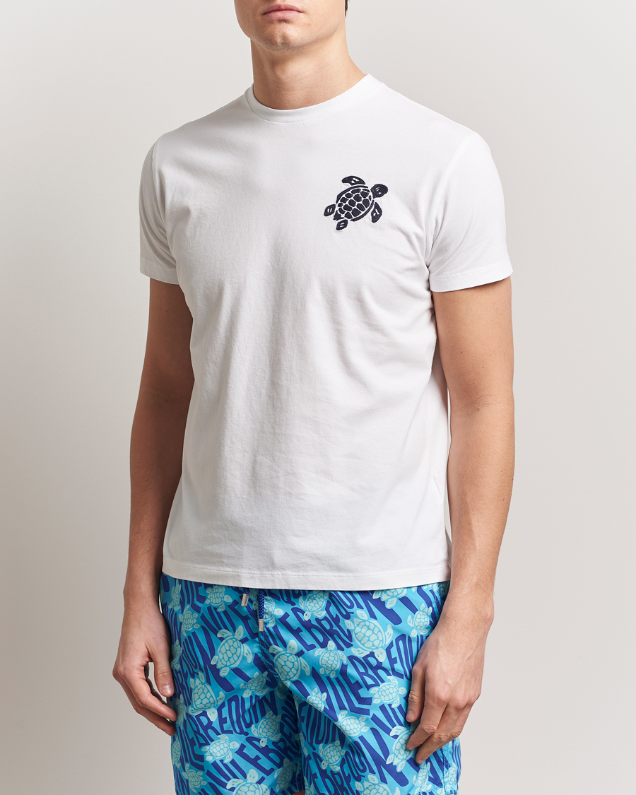 Herren | T-Shirts | Vilebrequin | Turtle Embroidery Crew Neck T-Shirt Blanc