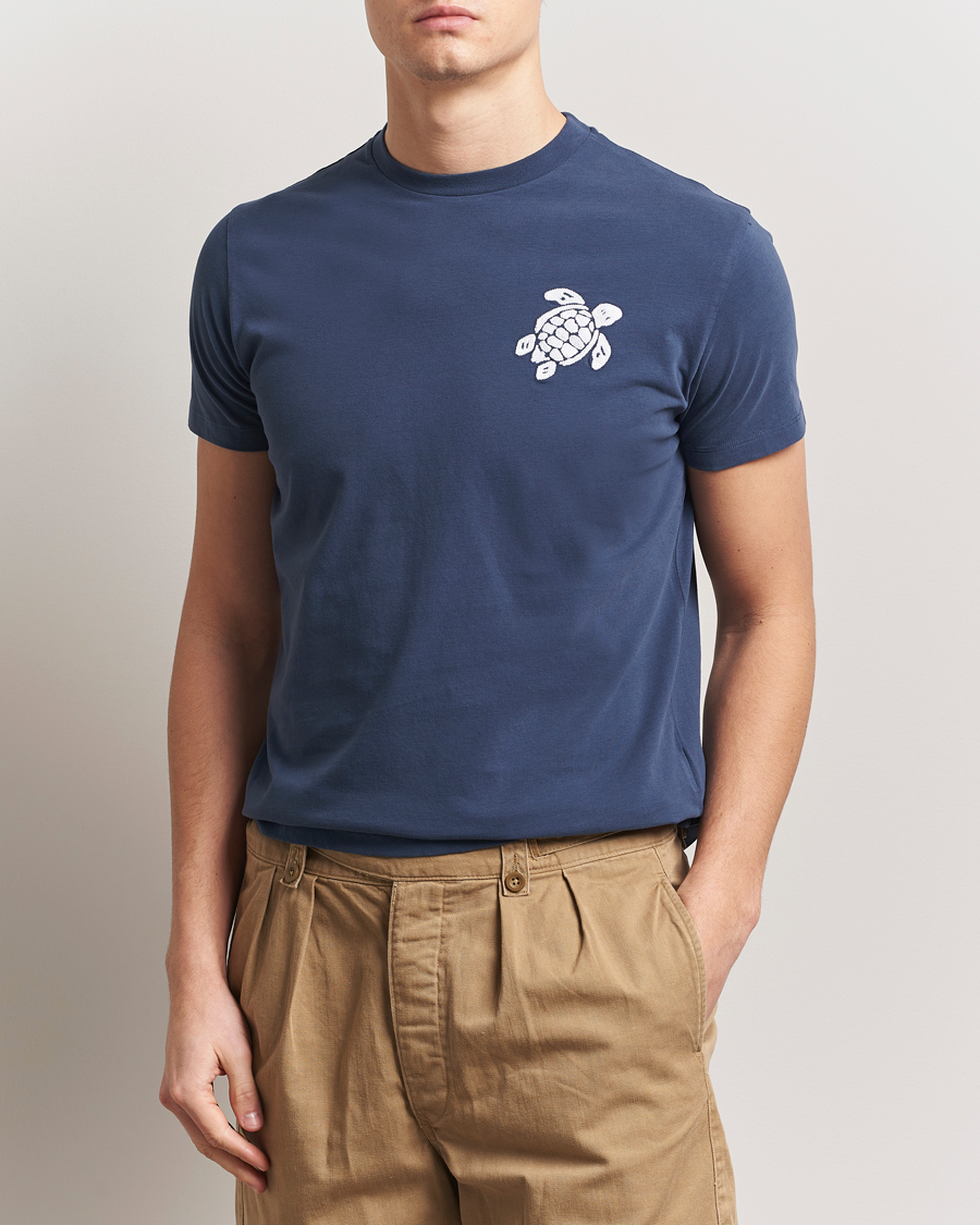Herren | T-Shirts | Vilebrequin | Turtle Embroidery Crew Neck T-Shirt Bleu Marine