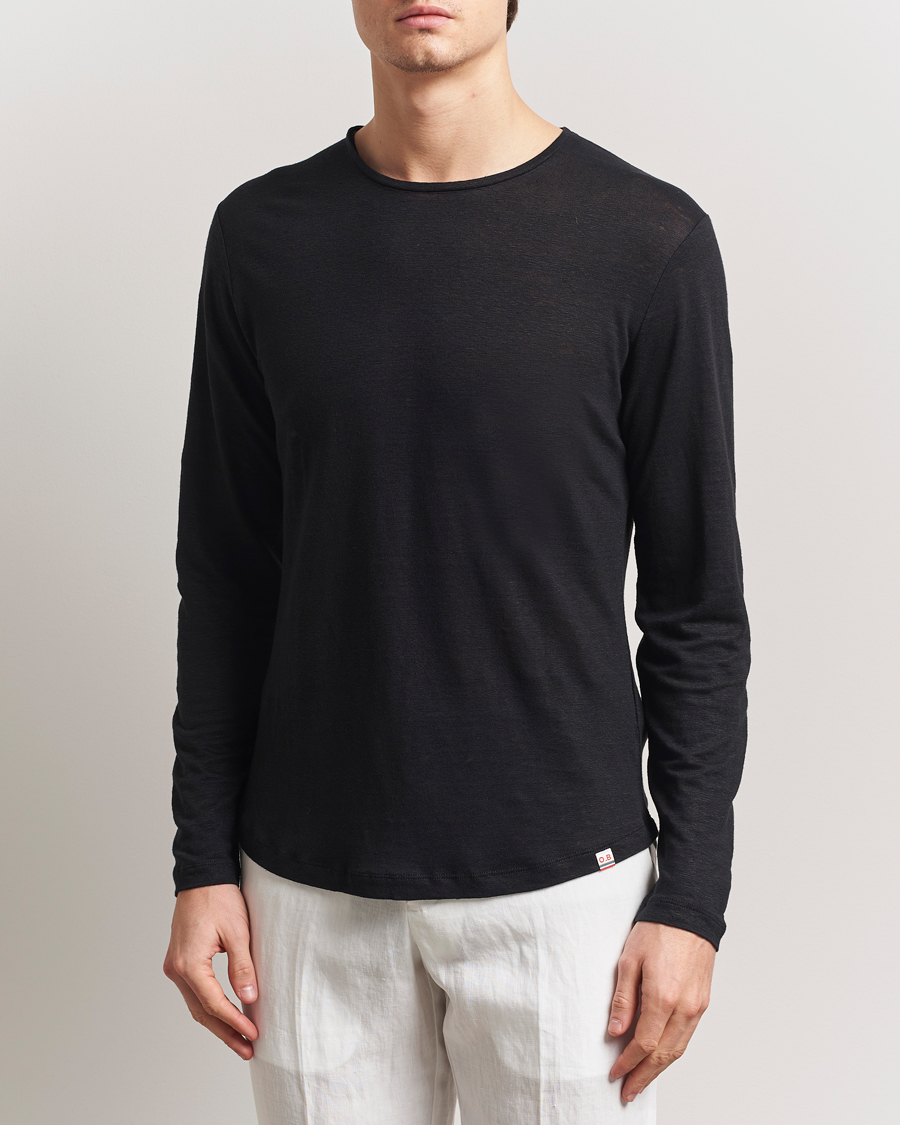 Herren | T-Shirts | Orlebar Brown | Long Sleeve Linen T-Shirt Black