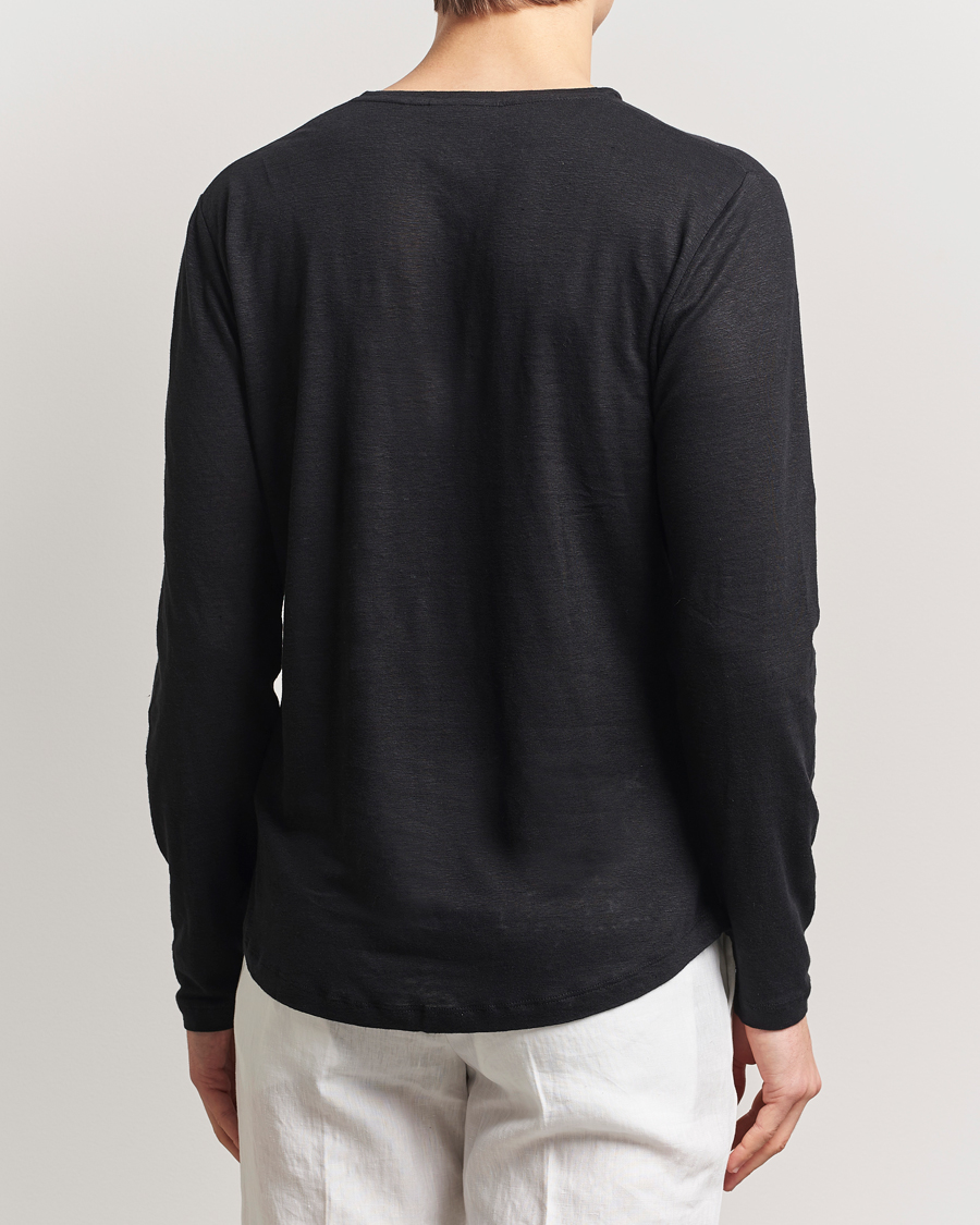Herren | T-Shirts | Orlebar Brown | Long Sleeve Linen T-Shirt Black