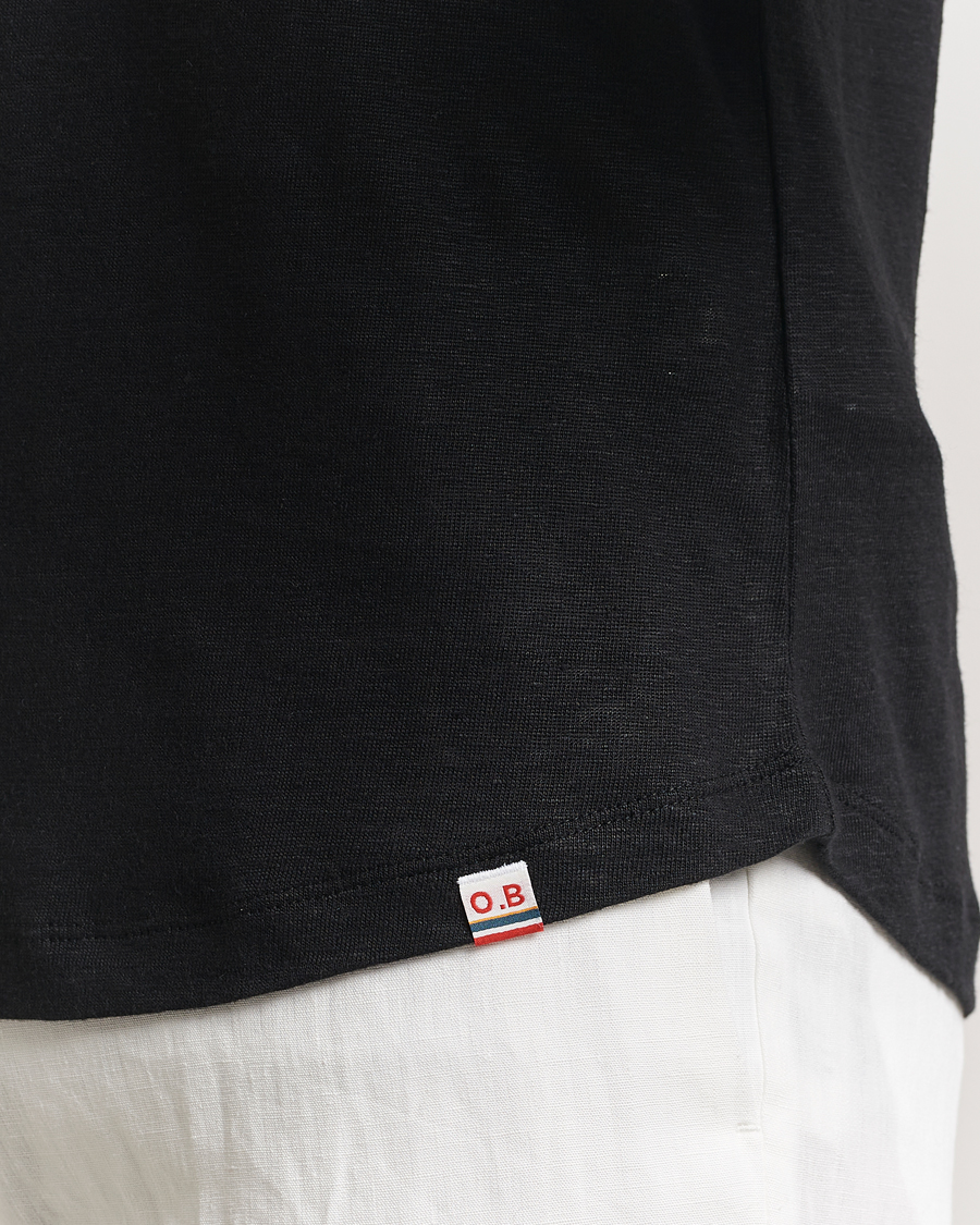 Herren | T-Shirts | Orlebar Brown | Long Sleeve Linen T-Shirt Black