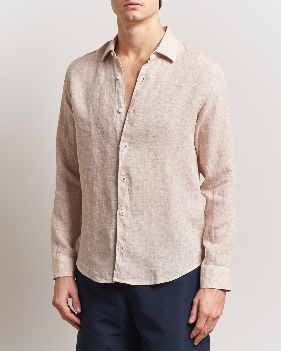 Herren | Hemden | Orlebar Brown | Giles Long Sleeve Linen Shirt Pink Sand/White
