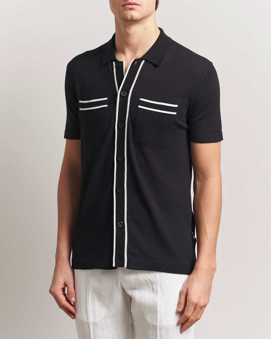 Herren | Hemden | Orlebar Brown | Keeling Silk/Cotton Knitted Shirt Black/White Sand
