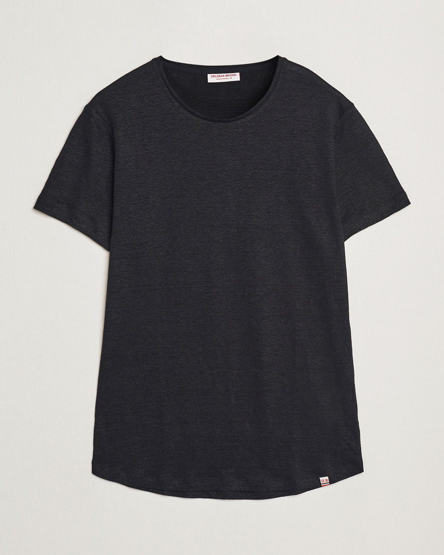 Herren | T-Shirts | Orlebar Brown | Linen T-Shirt Black
