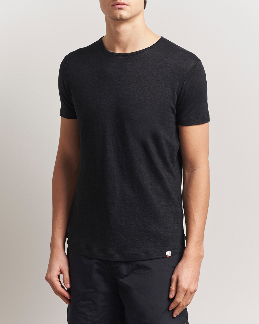 Herren | T-Shirts | Orlebar Brown | Linen T-Shirt Black