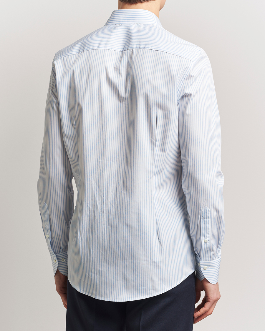 Herren | Hemden | Stenströms | Slimline Striped Poplin Shirt White/Blue