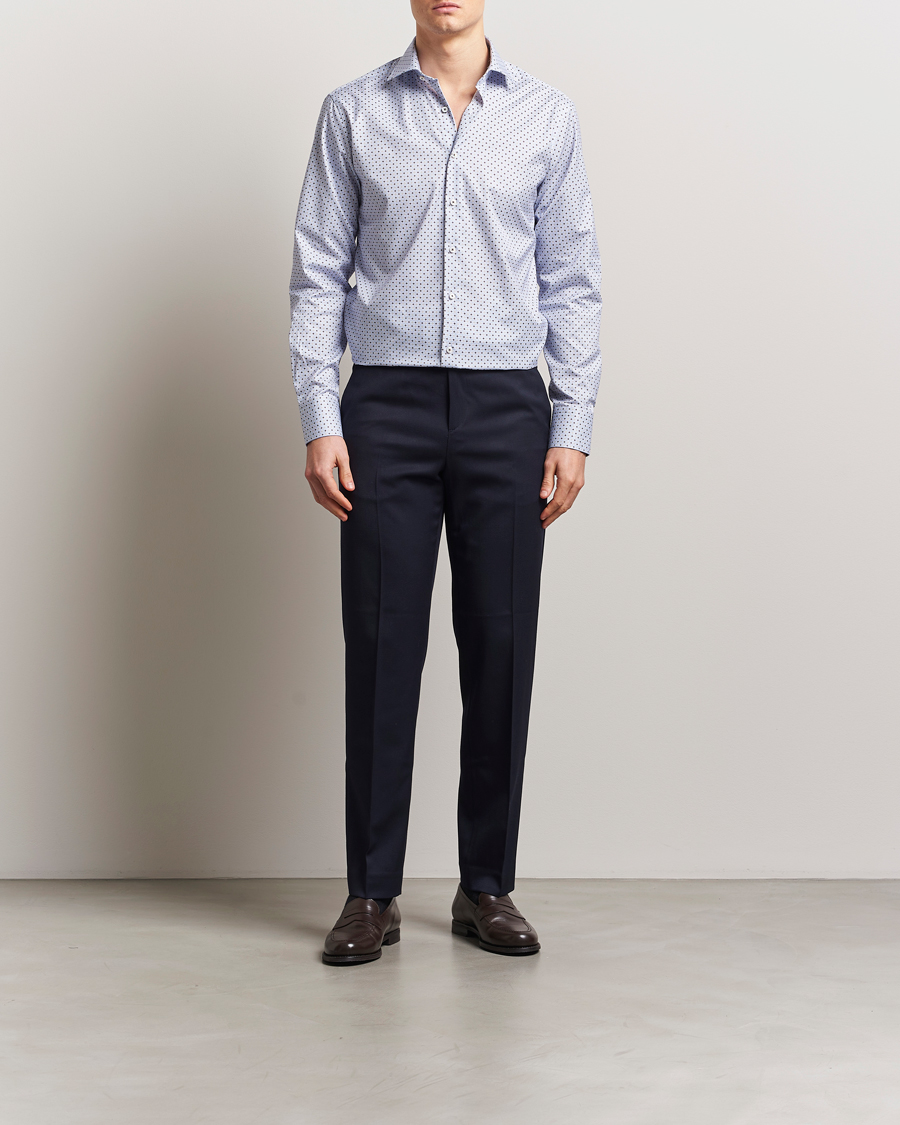 Herren | Hemden | Stenströms | Fitted Body Printed Cut Away Shirt Blue