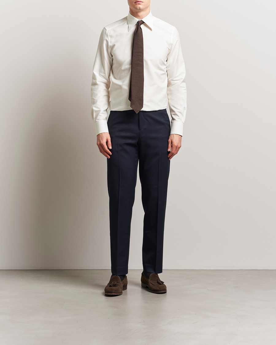Herren | Hemden | Stenströms | 1899 Slimline Cotton/Linen/Silk Shirt White