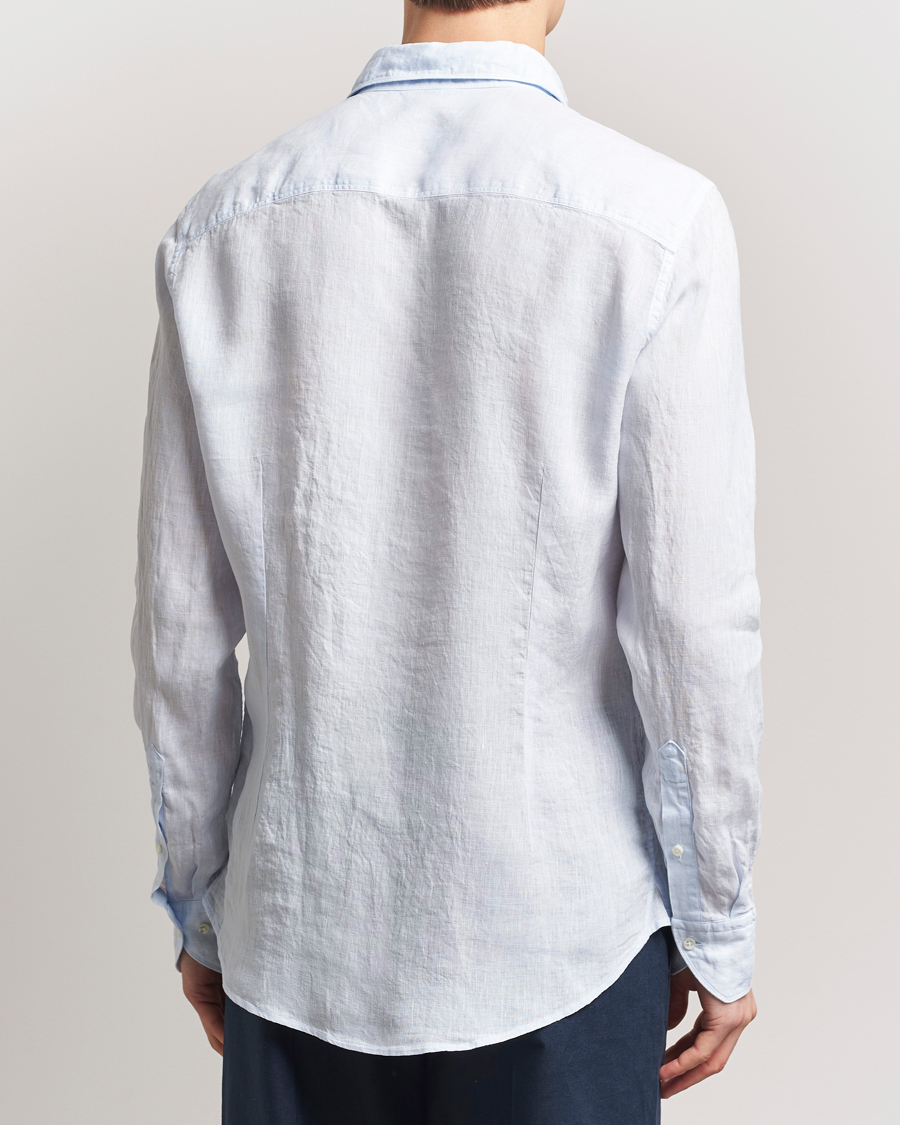 Herren | Hemden | Stenströms | Slimline Cut Away Linen Shirt Light Blue
