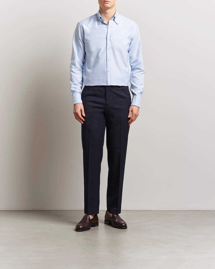 Herren | Hemden | Stenströms | Fitted Body Heavy Oxford Shirt Blue