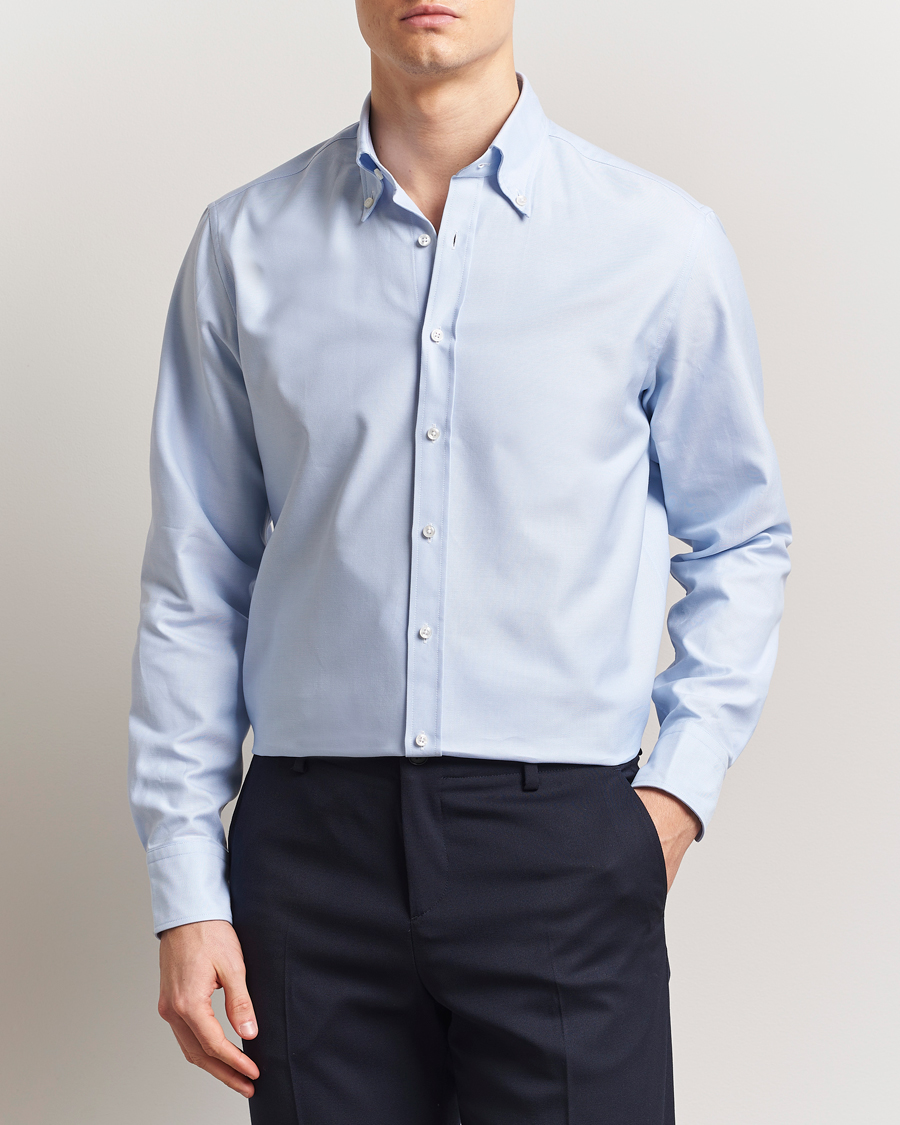 Herren | Hemden | Stenströms | Fitted Body Heavy Oxford Shirt Blue