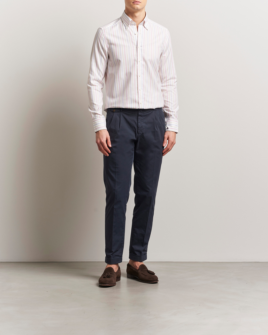 Herren | Hemden | Stenströms | Slimline Multi Striped Oxford Shirt White