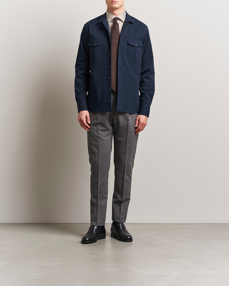Herren | Hemden | Stenströms | Cotton Stretch Overshirt Navy