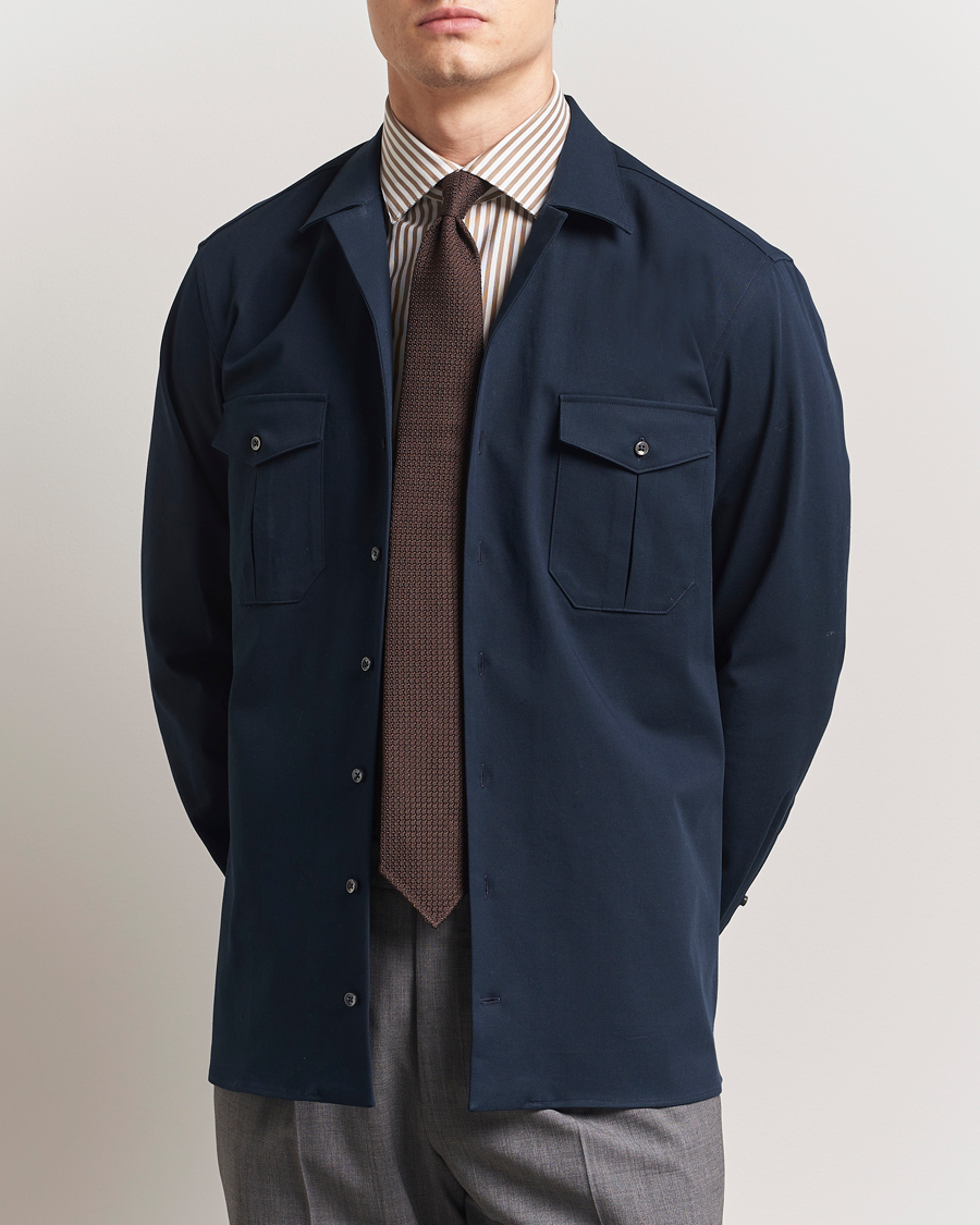 Herren | Hemden | Stenströms | Cotton Stretch Overshirt Navy