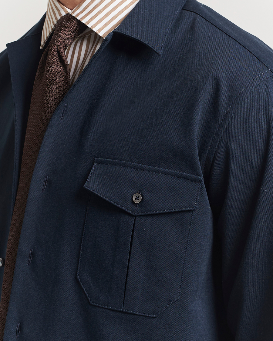 Herren | Hemden | Stenströms | Cotton Stretch Overshirt Navy