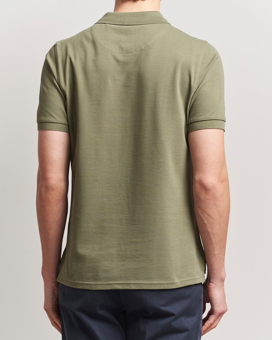 Herren | Poloshirts | Stenströms | Organic Cotton Piquet Polo Shirt Olive