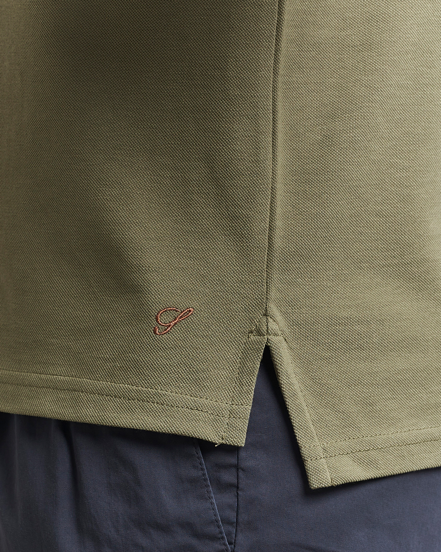 Herren | Poloshirts | Stenströms | Organic Cotton Piquet Polo Shirt Olive