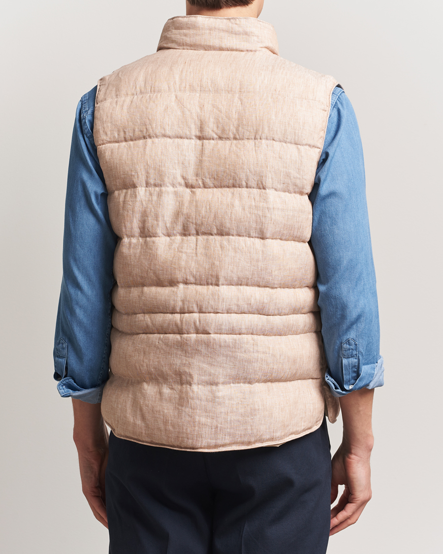 Herren | Westen | Stenströms | Linen Padded Button Vest Beige