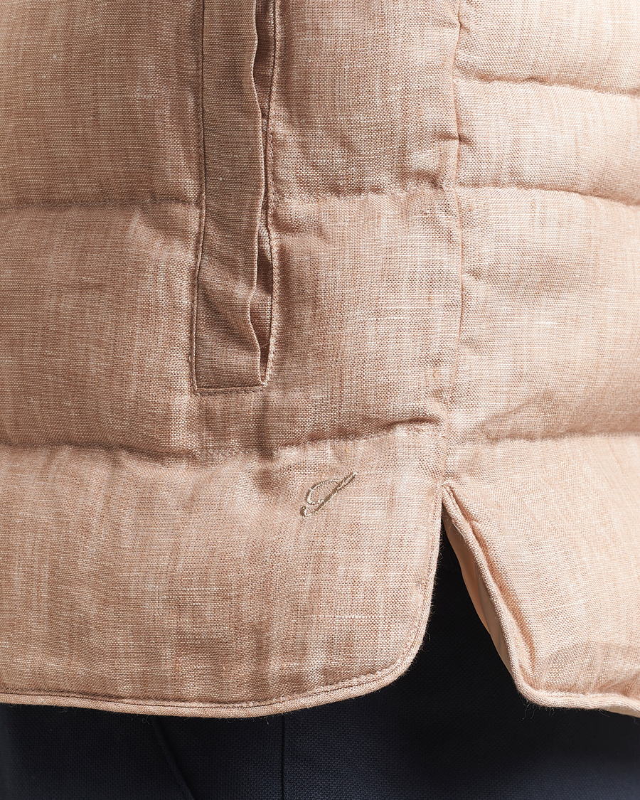 Herren | Westen | Stenströms | Linen Padded Button Vest Beige