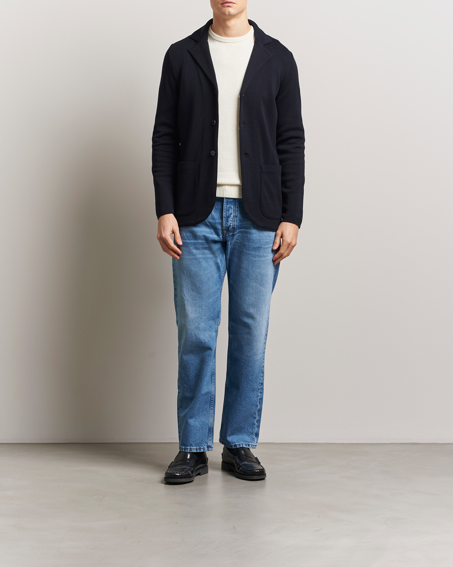 Herren | Sakkos | Stenströms | Milano Knitted Blazer Navy