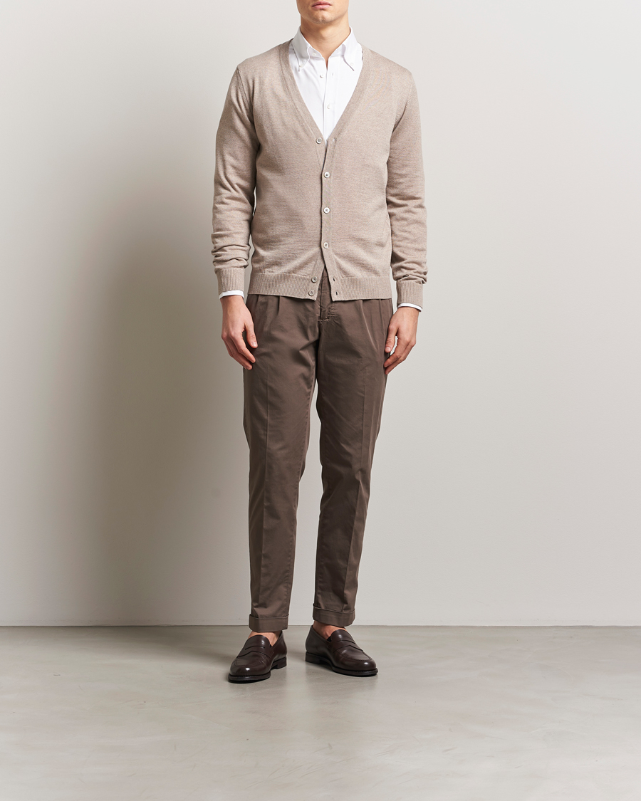 Herren | Pullover | Stenströms | Merino Cardigan Beige