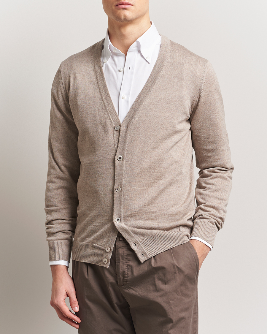 Herren | Pullover | Stenströms | Merino Cardigan Beige