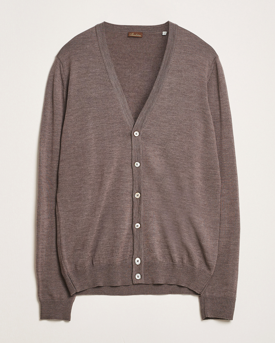 Herren | Pullover | Stenströms | Merino Cardigan Brown