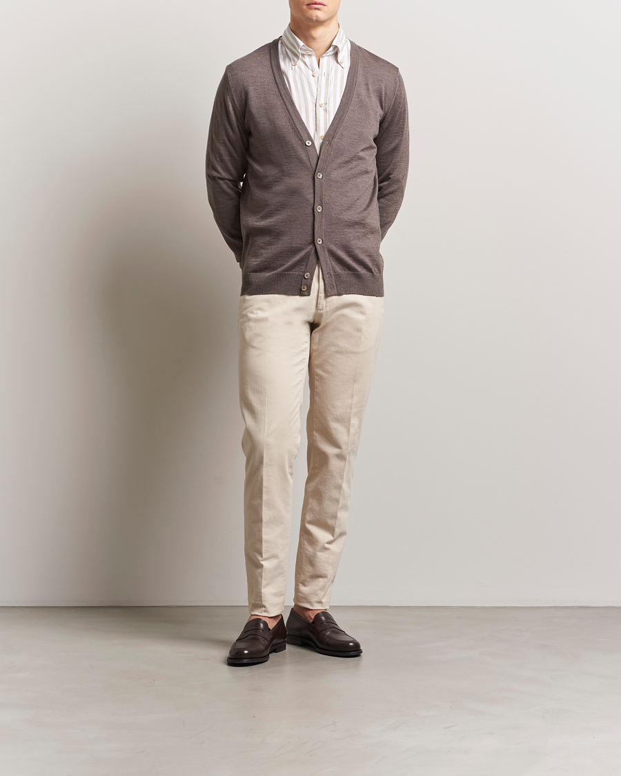 Herren | Pullover | Stenströms | Merino Cardigan Brown