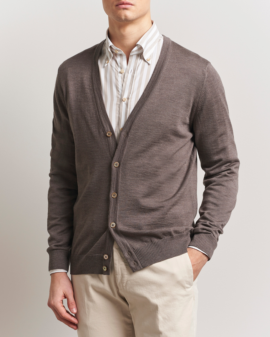 Herren | Pullover | Stenströms | Merino Cardigan Brown