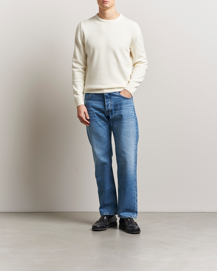 Herren | Pullover | Stenströms | Organic Cotton Knitted Sweater White