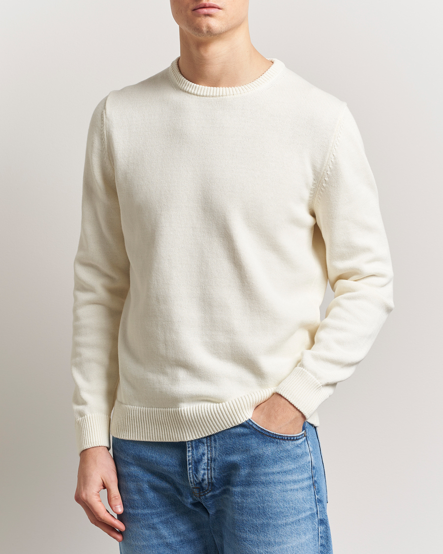 Herren | Pullover | Stenströms | Organic Cotton Knitted Sweater White