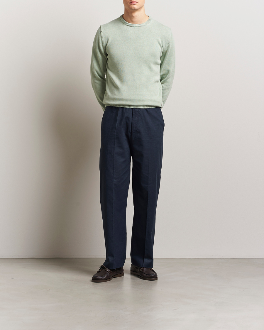 Herren | Pullover | Stenströms | Organic Cotton Knitted Sweater Mint Green