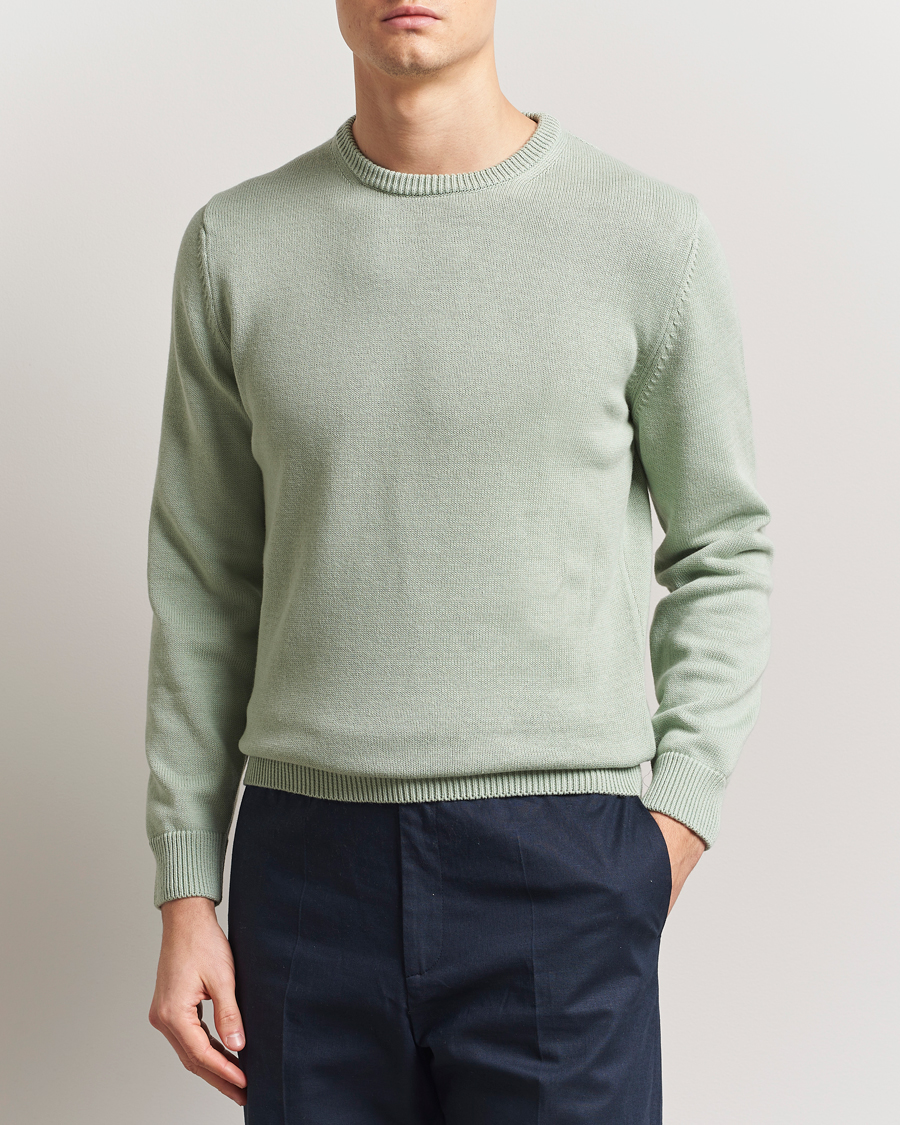 Herren | Pullover | Stenströms | Organic Cotton Knitted Sweater Mint Green