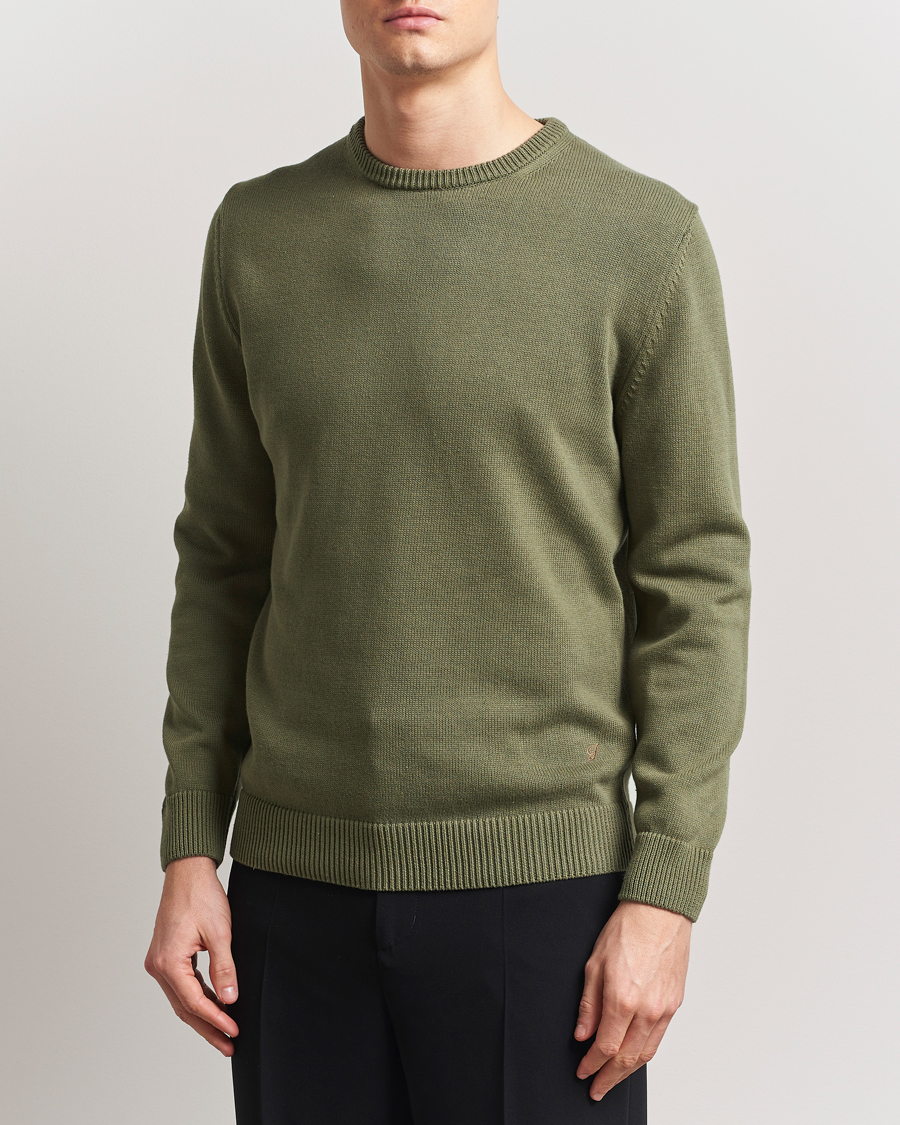 Herren | Pullover | Stenströms | Organic Cotton Knitted Sweater Olive