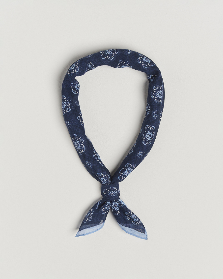 Herren | Tücher | Stenströms | Printed Cotton Bandana Navy