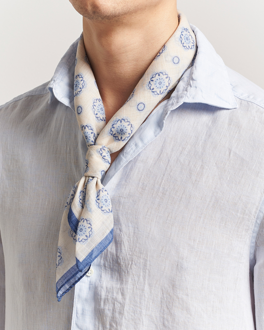 Herren | Tücher | Stenströms | Printed Cotton Bandana White