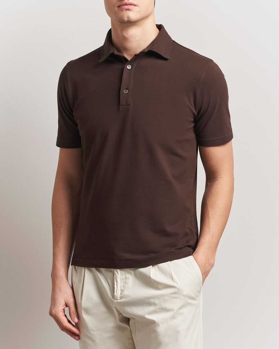 Herren | Poloshirts | Zanone | Soft Cotton Piquet Polo Dark Brown