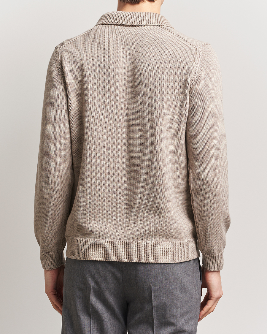 Herren | Pullover | Zanone | Soft Cotton Long Sleeve Polo Beige