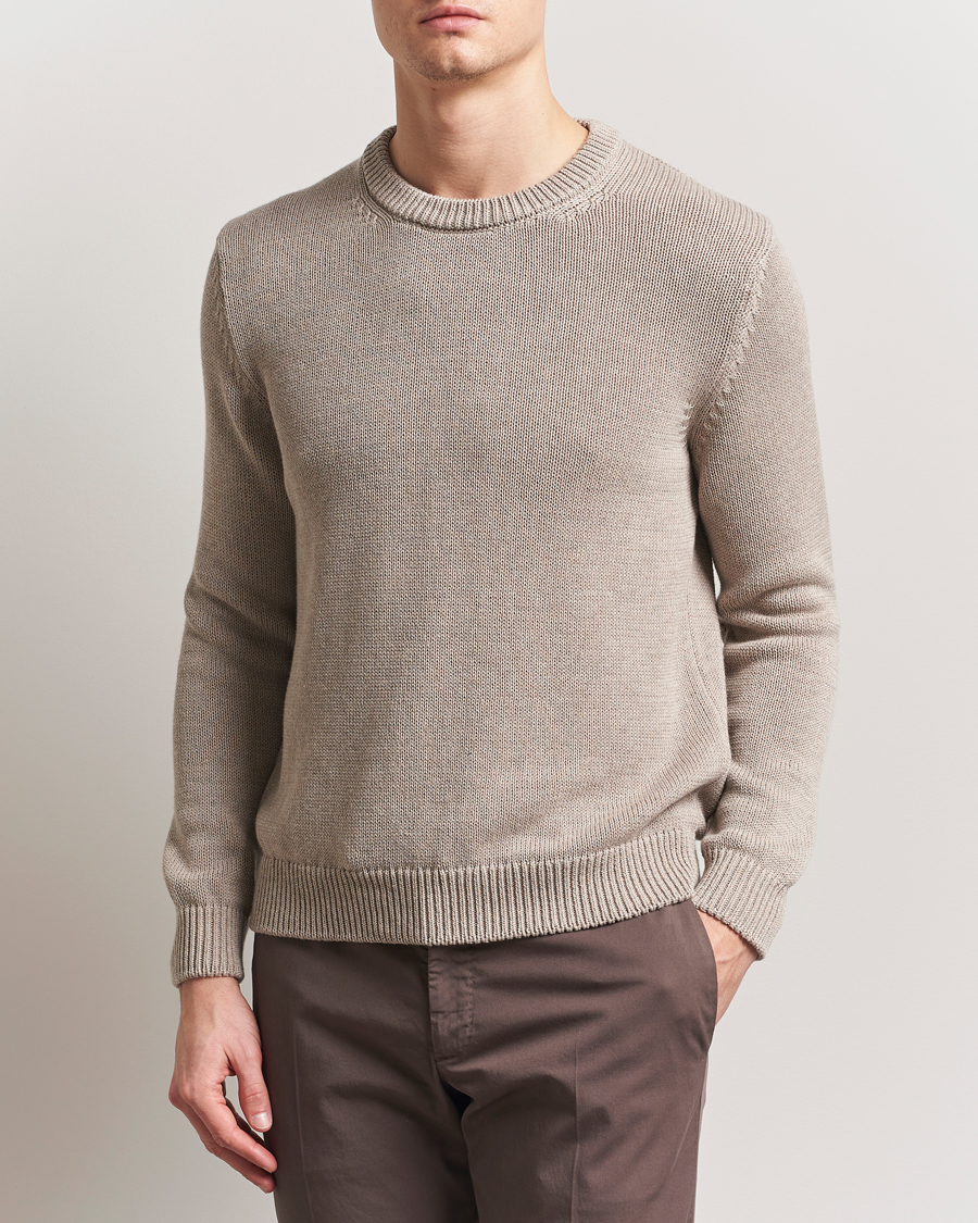 Herren | Pullover | Zanone | Soft Cotton Crewneck Sweater Beige