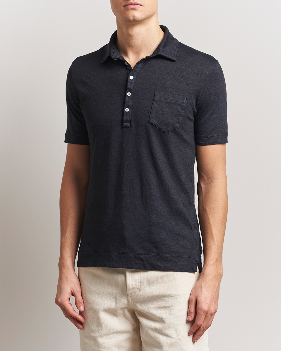 Herren | Poloshirts | Massimo Alba | Filicudi Cotton/Linen Polo Navy