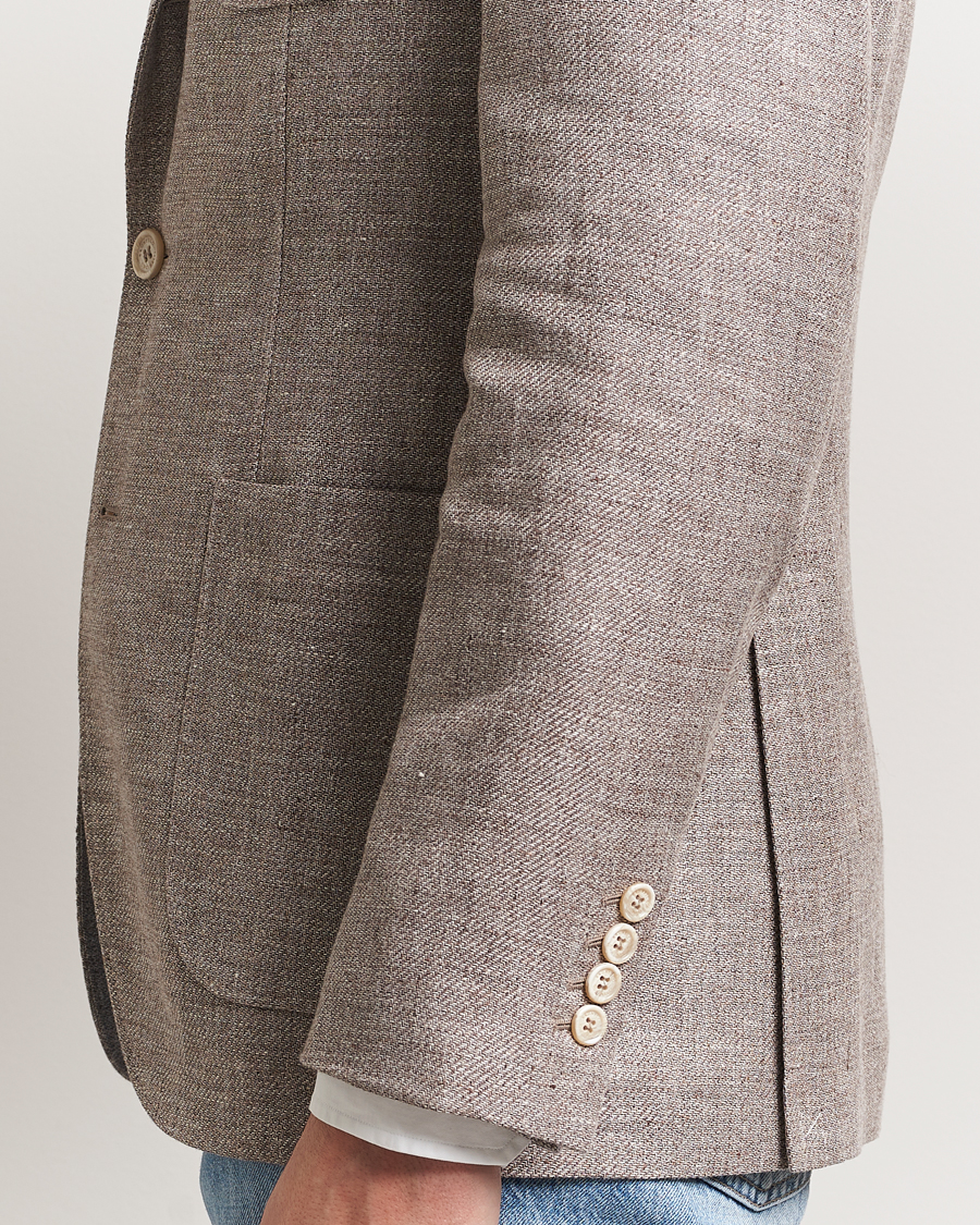 Herren | Sakkos | Brunello Cucinelli | Single Breasted Linen Blend Twill Blazer Beige