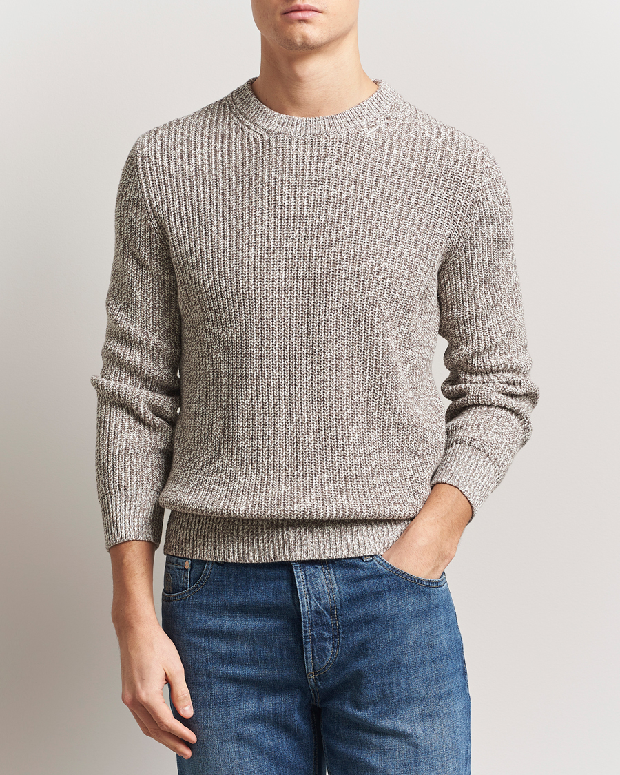 Herren | Pullover | Brunello Cucinelli | Melange Rib Sweater Beige