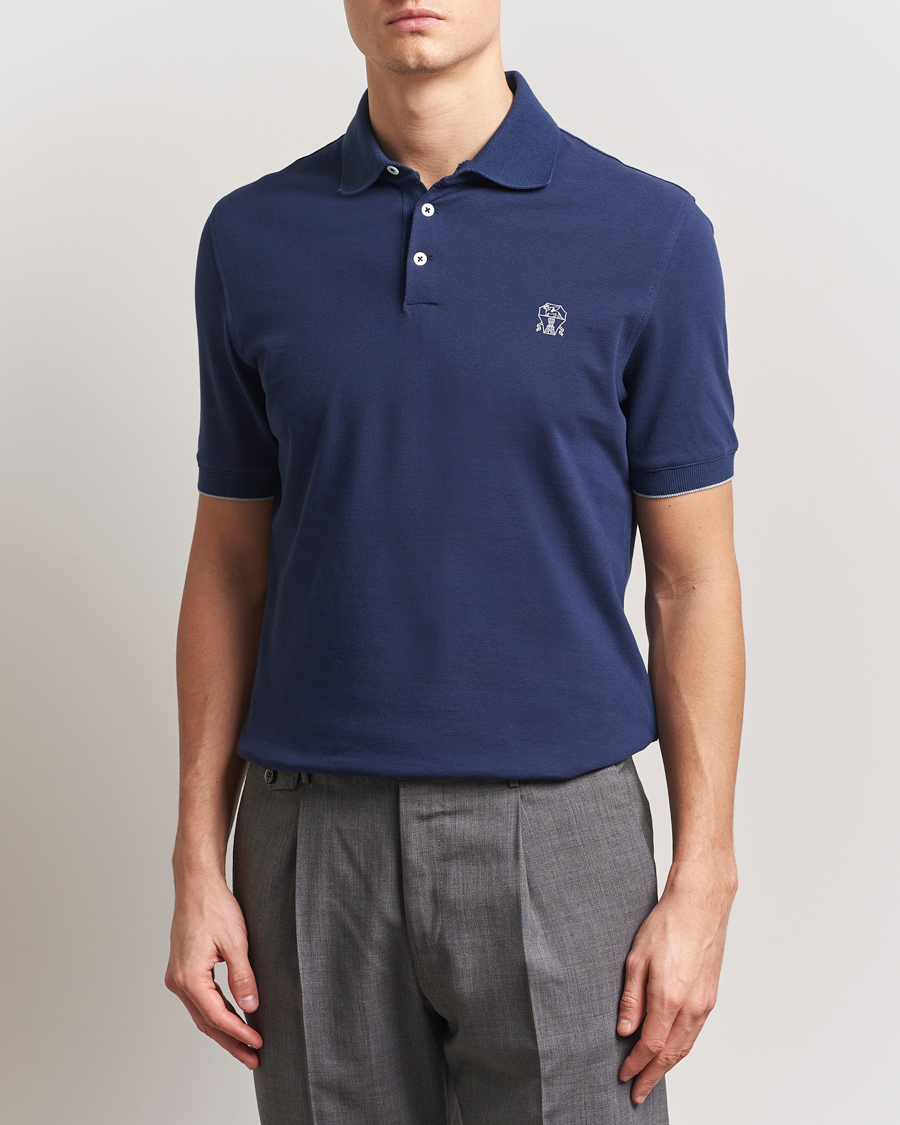 Herren | Poloshirts | Brunello Cucinelli | Short Sleeve Logo Polo Navy