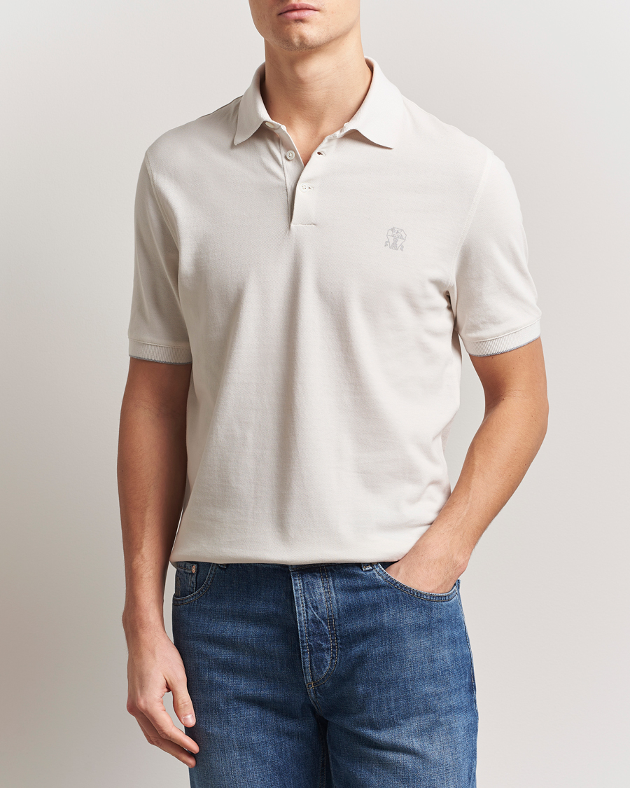 Herren | Poloshirts | Brunello Cucinelli | Short Sleeve Logo Polo Off White