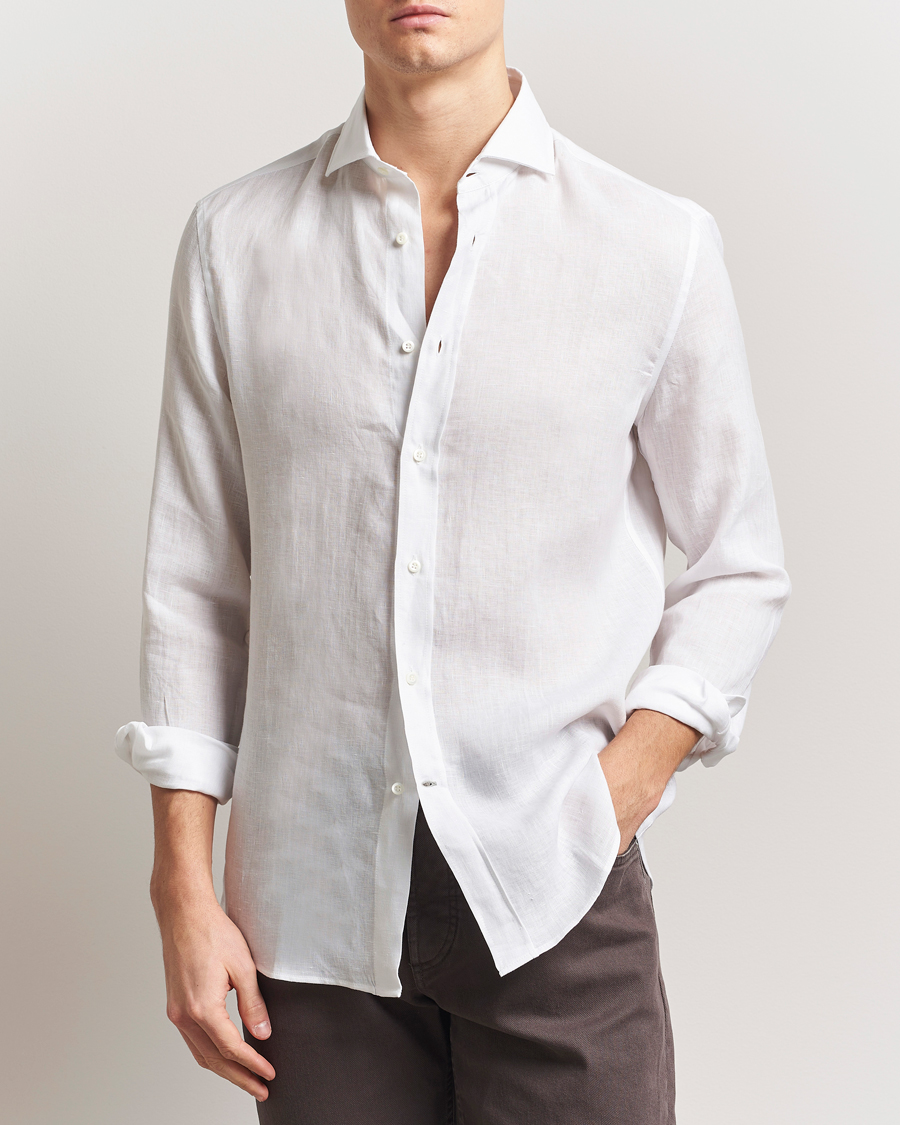 Herren | Hemden | Brunello Cucinelli | Easy Fit Linen Shirt White