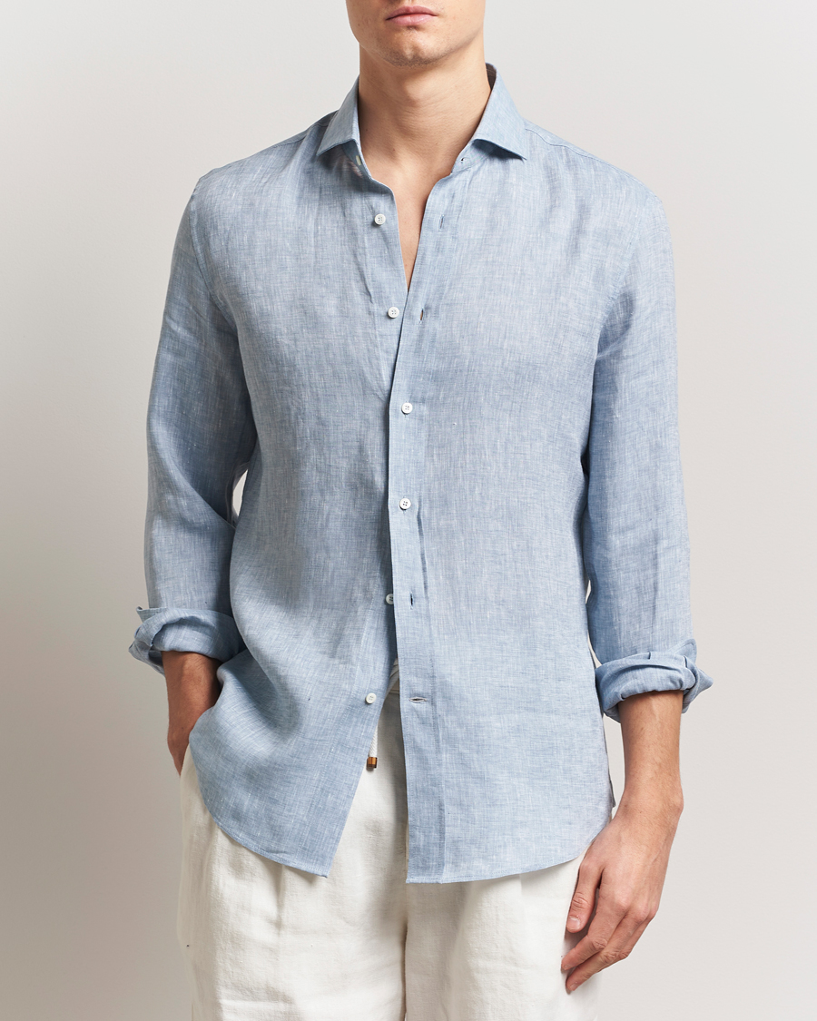 Herren | Hemden | Brunello Cucinelli | Easy Fit Linen Shirt Light Blue
