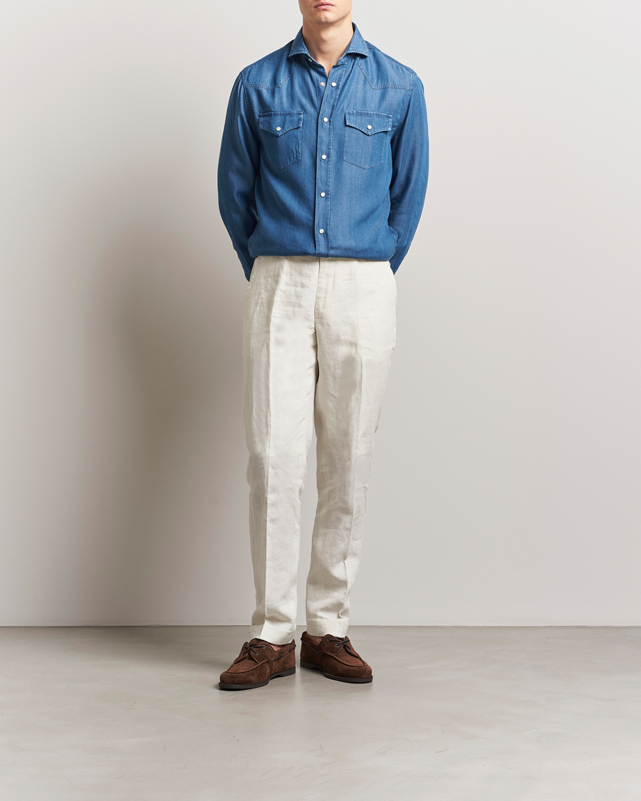 Herren | Hemden | Brunello Cucinelli | Denim Western Shirt Navy