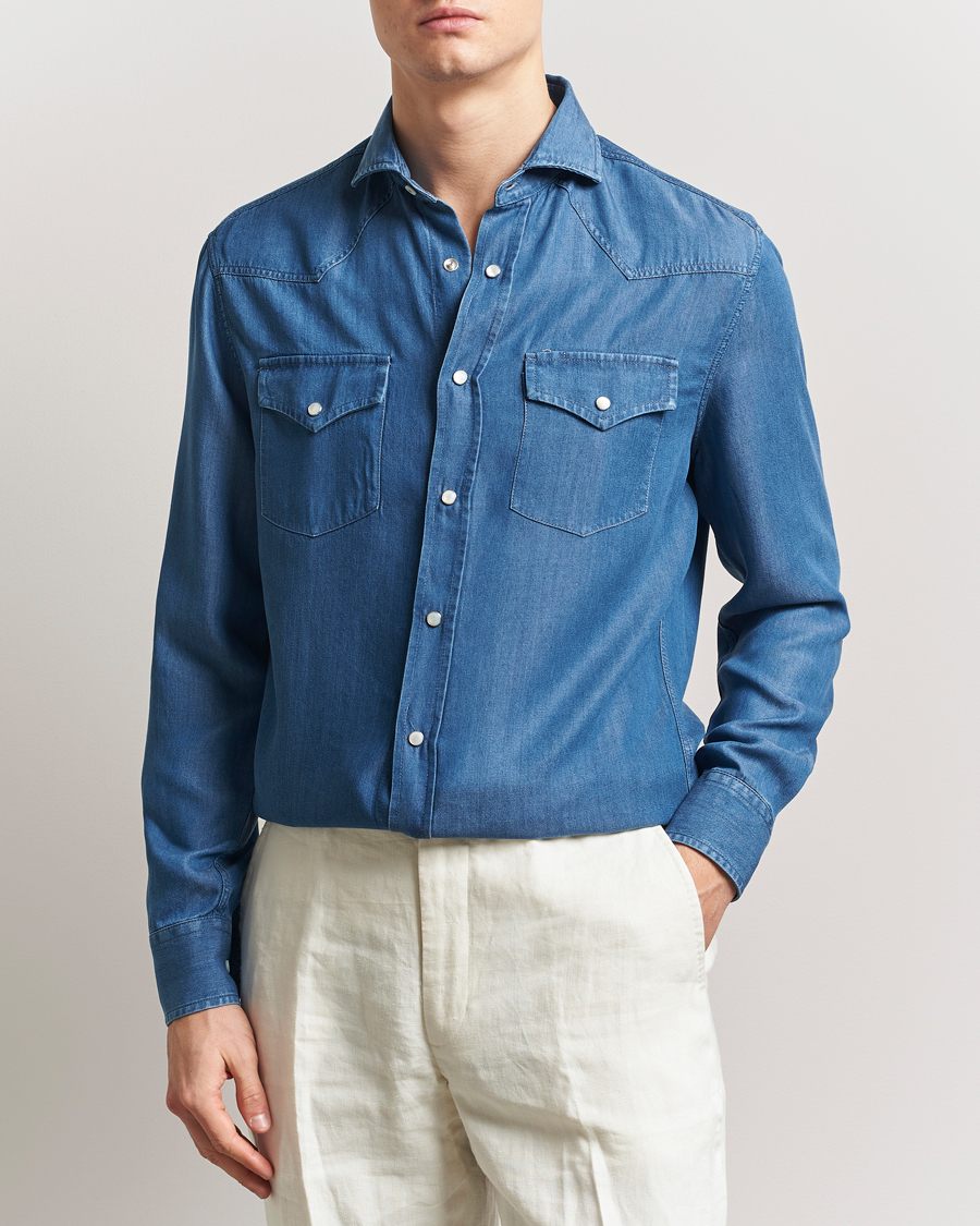 Herren | Hemden | Brunello Cucinelli | Denim Western Shirt Navy
