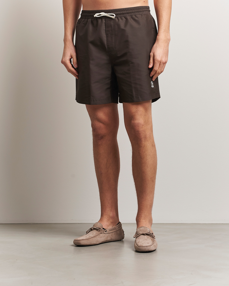Herren | Badehosen | Brunello Cucinelli | Nylon Swim Trunks Dark Brown