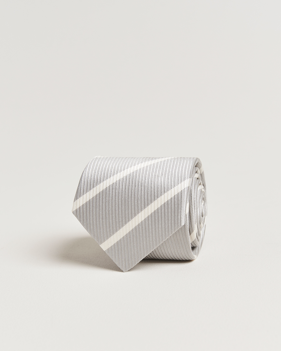 Herren | Krawatten | Brunello Cucinelli | Regimental Stripe Silk Tie Light Grey